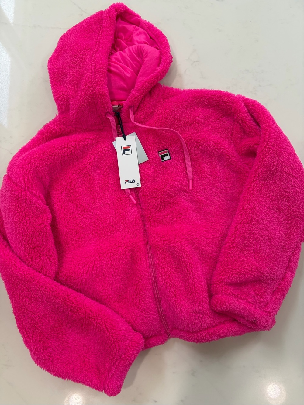 FILA Hot Pink Sherpa Fleece Full Zip Hoodie NWT S